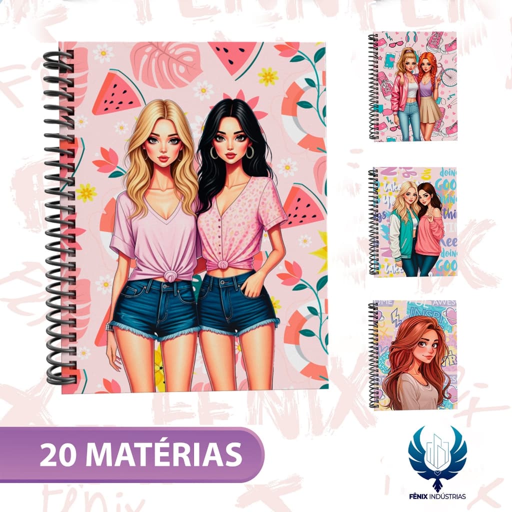 Caderno Universitário Capa Dura Decorado – Linha BFF 💕✨