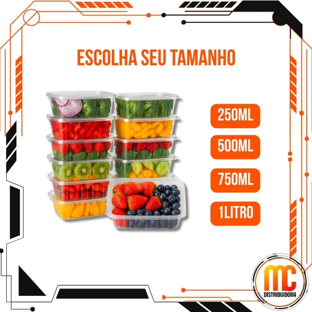 24 Unidades Marmita Freezer Micro-ondas 250ml 500ml 750ml 1L Armazenamento Prático Sem Vazamentos