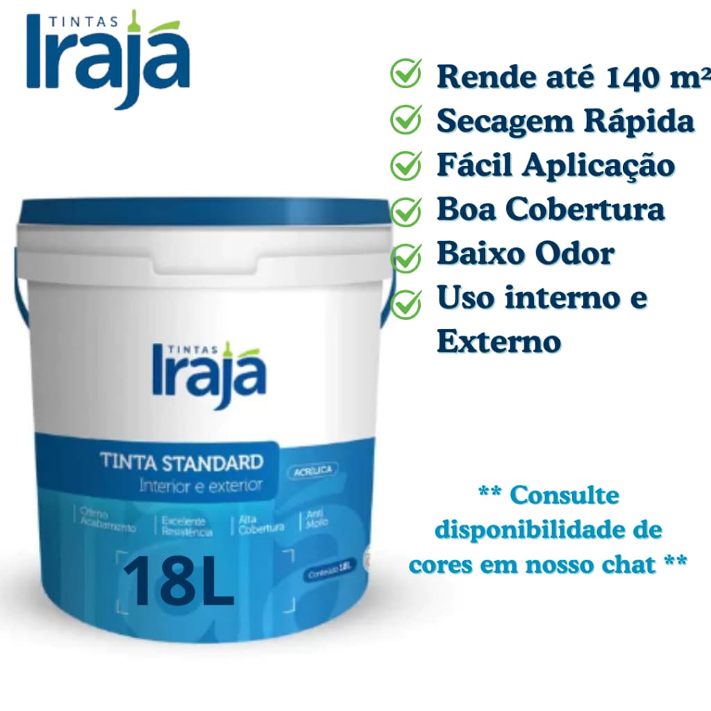 Tinta Acrílica Standard 18L ALTA COBERTURA - ANTIMOFO - INTERIOR - EXTERIOR IRAJÁ