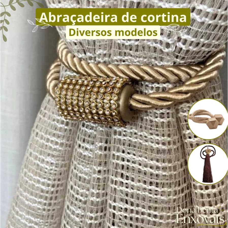 Abraçadeira De Cortina Bella Arte Com Franja E Ima Diversos Modelos