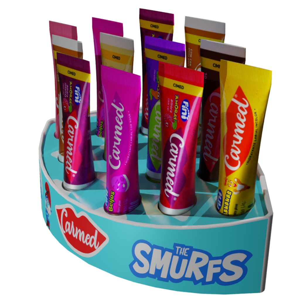Porta Carmed Smurfs Organizador Suporte hidratante labial tipo gloss para até 12 unidades