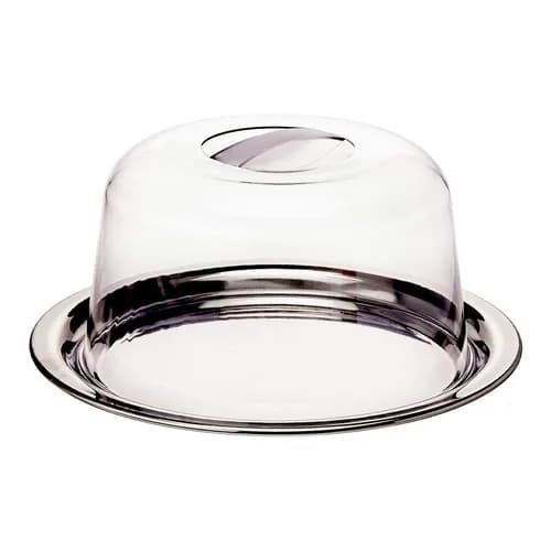 Porta Queijo Queijeira Inox Redonda Frios Com Tampa Acrílico Fratelli