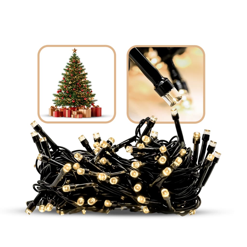 Pisca Pisca Natal 10m 100 Led Branco Quente Luzes 8 Funções Decoração Luz