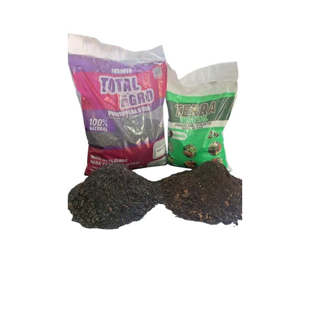 Kit Total Agro - Terra Vegetal 2kg + Palha de Arroz Carbonizada 5L  | Solo Rico e Orgânico