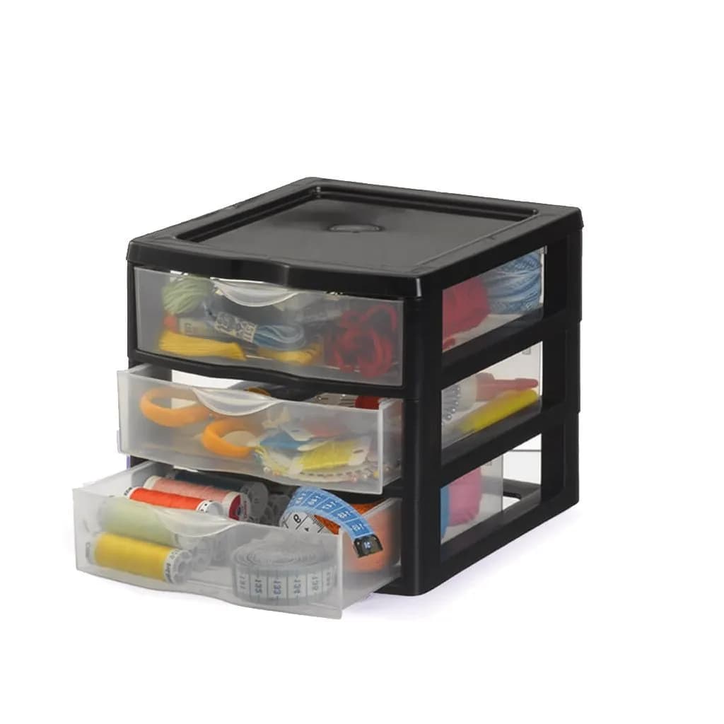 Gaveteiro Plástico Nitron Resistente Organizador com 3 Gavetas Compacto e Funcional 21x18x21
