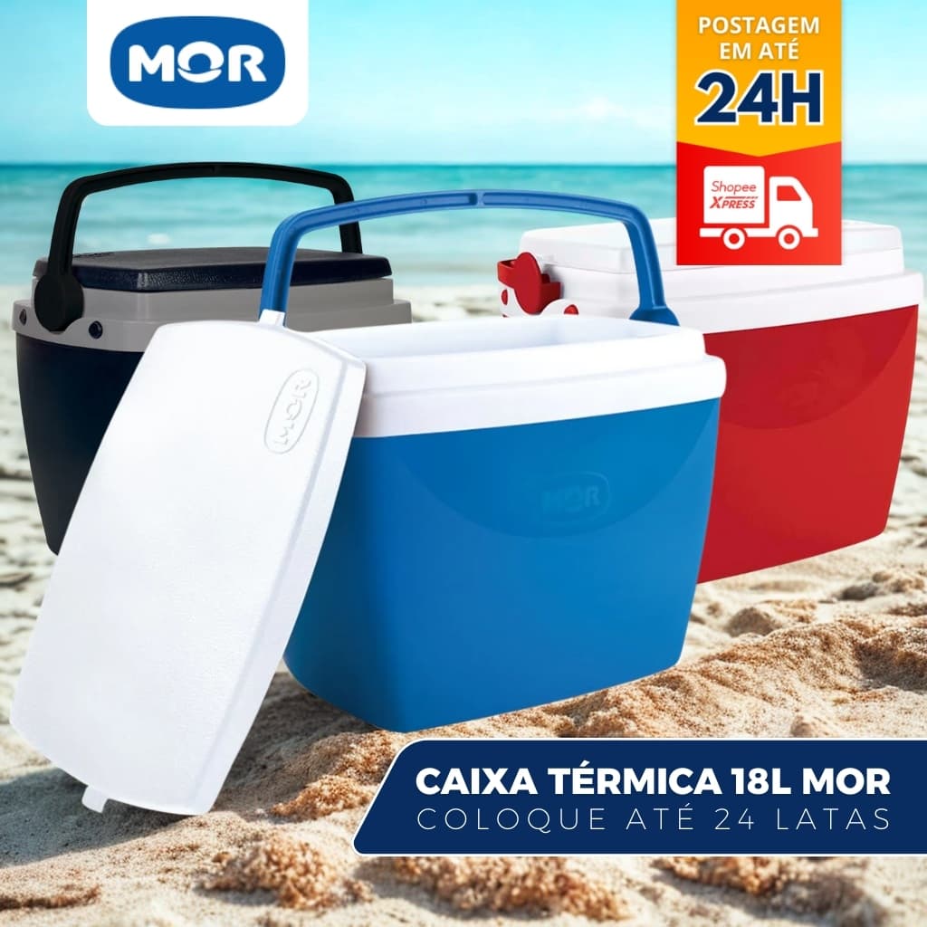 Caixa Térmica Cooler 18 Litros Suporta 24 Latas - Mor Verão Praia Piscina Lazer Várias Cores