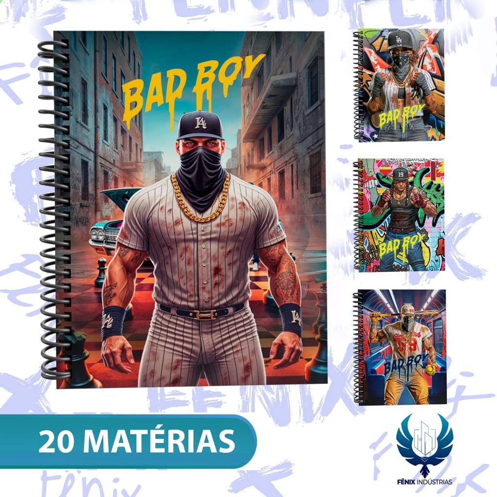 Caderno Universitário Capa Dura Decorado – Linha Bad Boy 🖤🔥