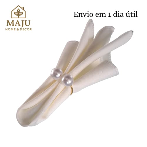 Kit Anel para Guardanapo Cristalino ou Pérola Dupla 4 6 8 10 Peça Decoração Mesa Posta