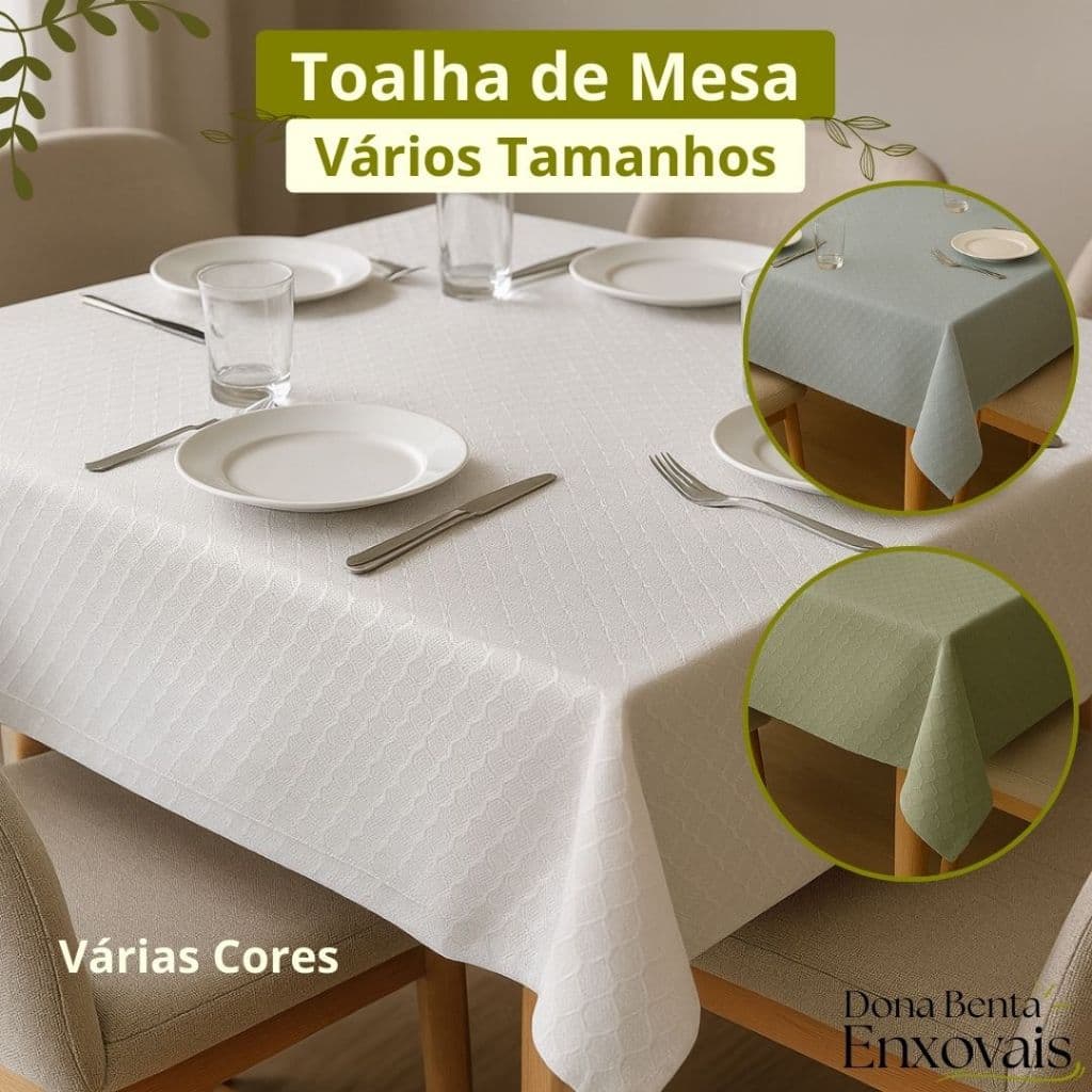 Toalha De Mesa Impermeável Lavável | Proteje de Liquidos e Sujeira | Retangular Redonda Quadrada