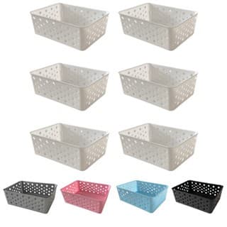 6 Cestos Organizadores Multiuso Médio Empilhável 19x14x6,5