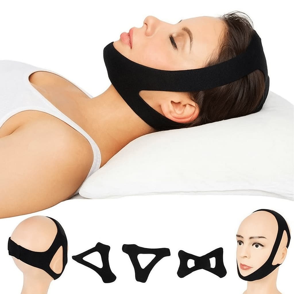 Faixa Anti Ronco Apneia Ajustável Neoprene 3 Pontas Cinta Queixo Sono Melhor Dormir Roncar Queixeira