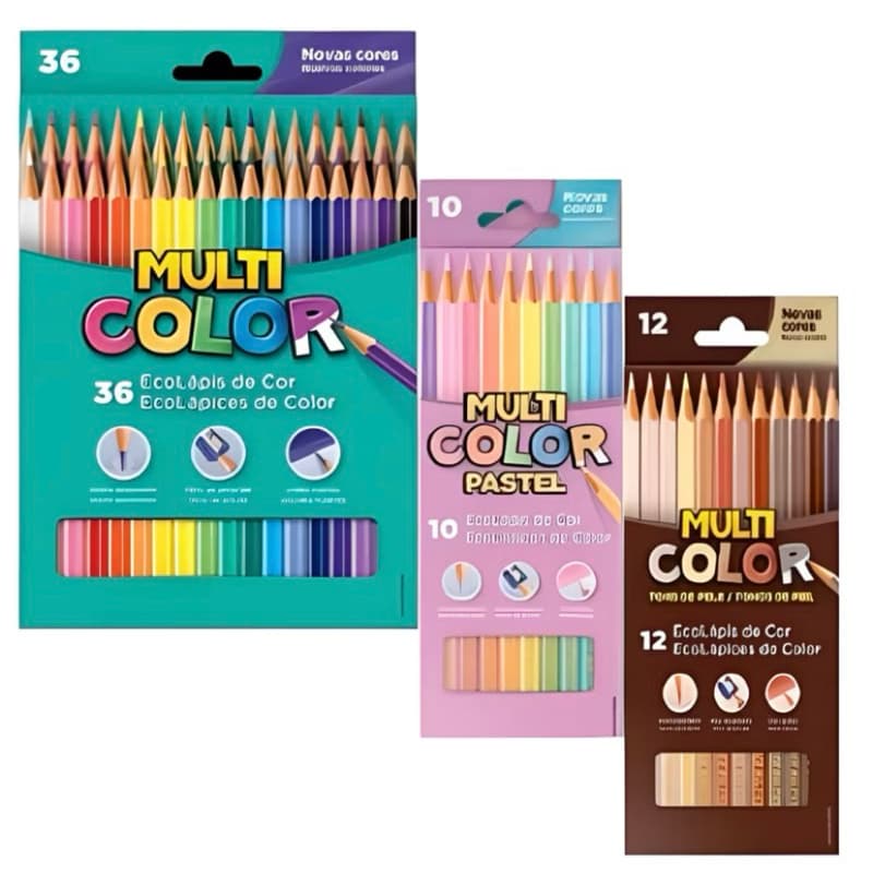 Lápis De Cor  58 Cores Multicolor(básicas + Pastel+Pele)