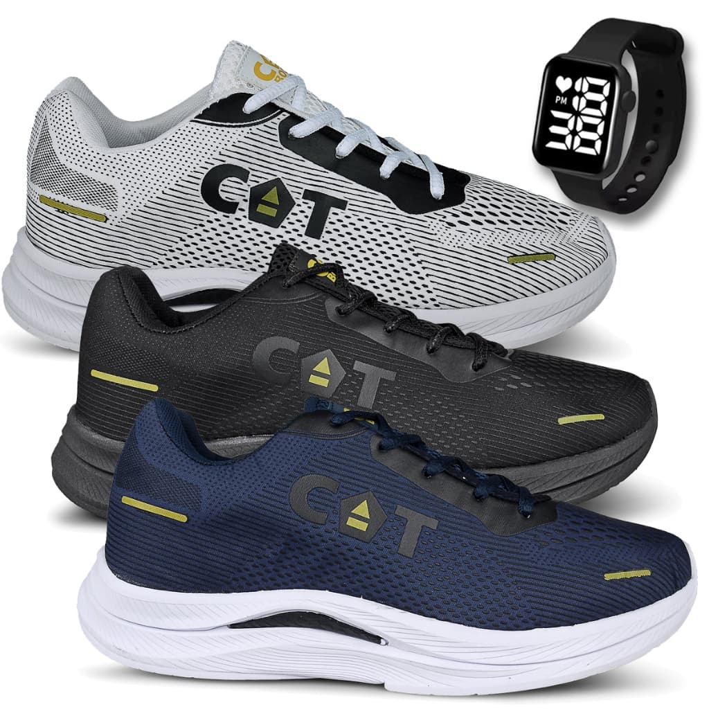 Kit 3 Tênis Masculino Catboots High Original Conforto Promoção Oferta + Relógio Led LojaSpark