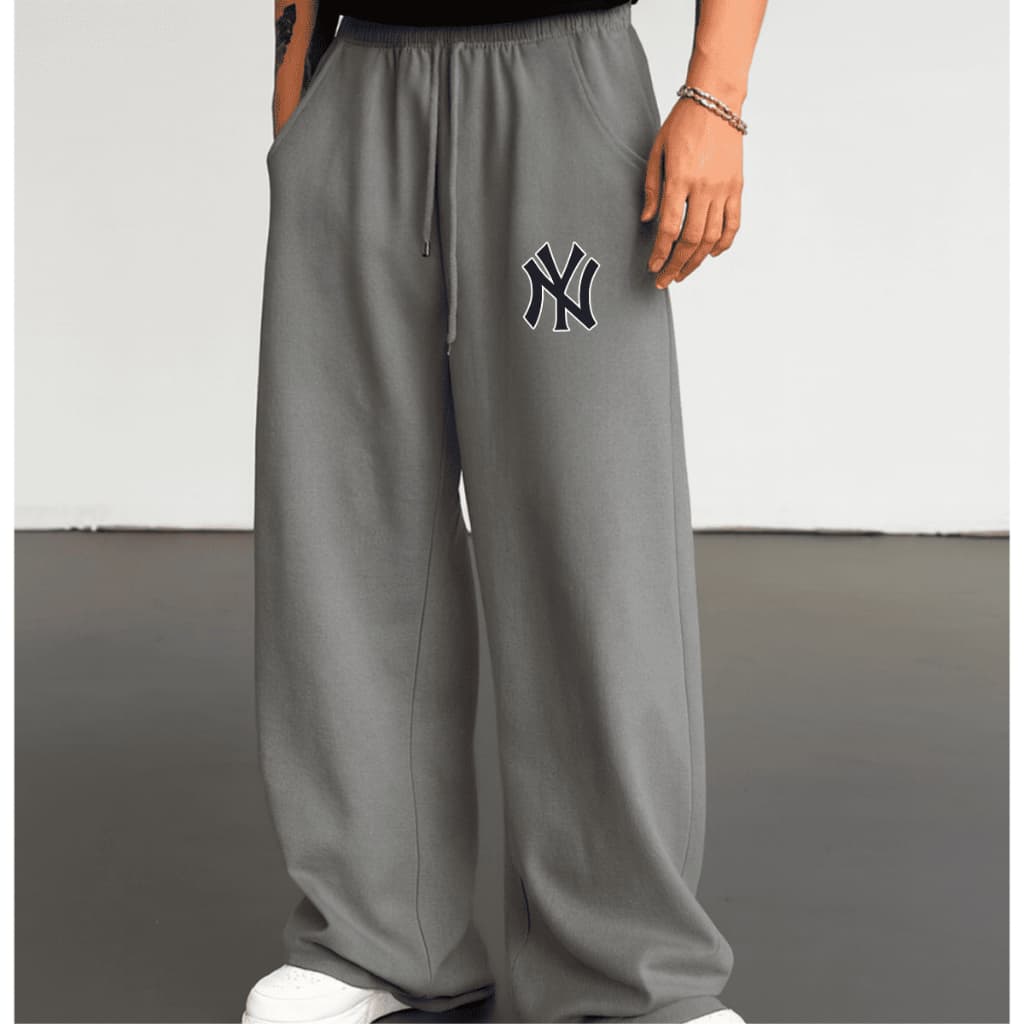 Calça Wide Leg Urban Style Moletom Confortável Unissex Estampada Premium ny