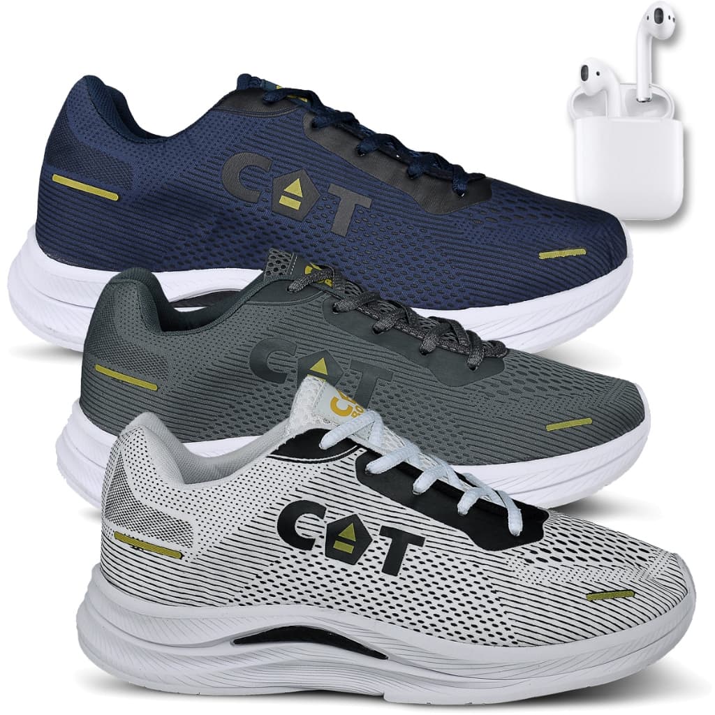 Kit 3 Tênis Masculino Catboots High Caminhada Academia Corrida Treino + Fone LojaReact