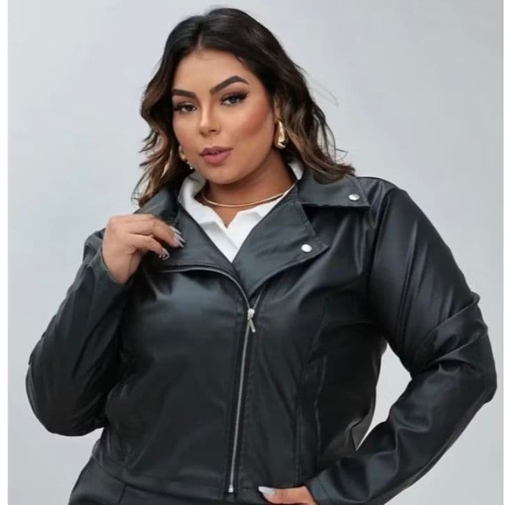 Jaqueta Feminina Couro Fake Grossa Courino Plus Size G1 Ao G4