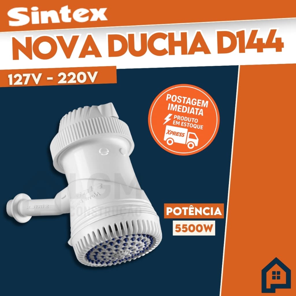 Chuveiro Elétrico Sintex 127V ou 220V – Forte Pressão e Economia de Energia