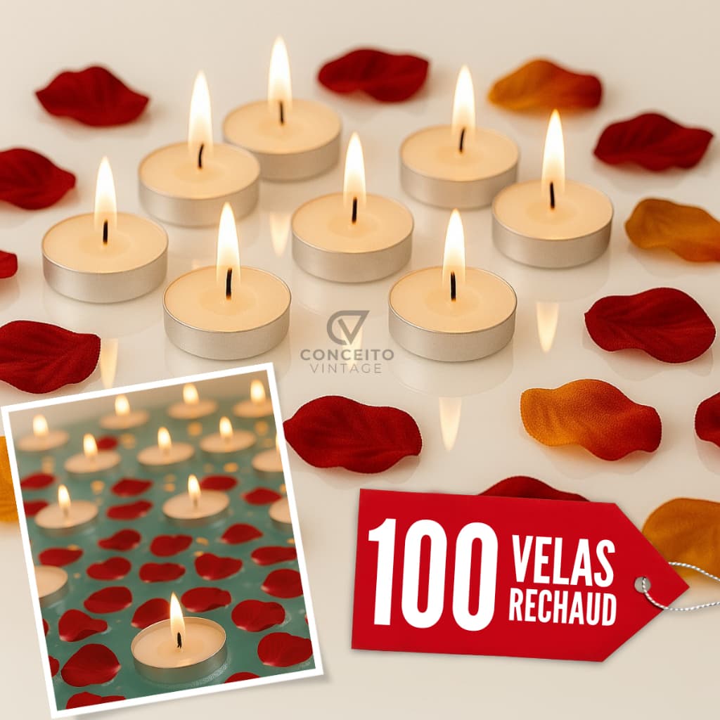 Mini Vela Rechaud Decorativas com Suporte Alumínio para Decoração Romântica