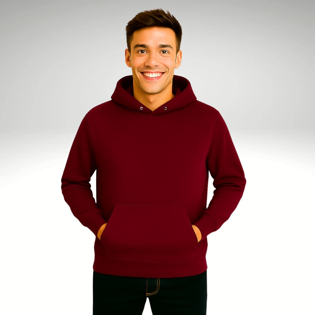 Moletom Masculino Bordô com Capuz – Inverno Quente, Confortável e em Promoção