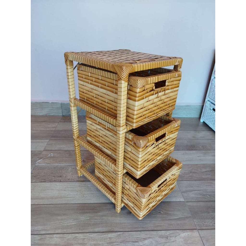 Gaveteiro 3 Gavetas Fibra Sintética Decoração Organizador 60x30x30cm