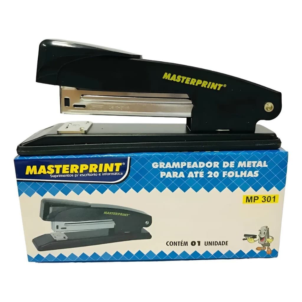 GRAMPEADOR DE METAL MEDIO PARA ATÉ 20 FOLHAS (75g/m²) MP301 CAIXA C/ 1