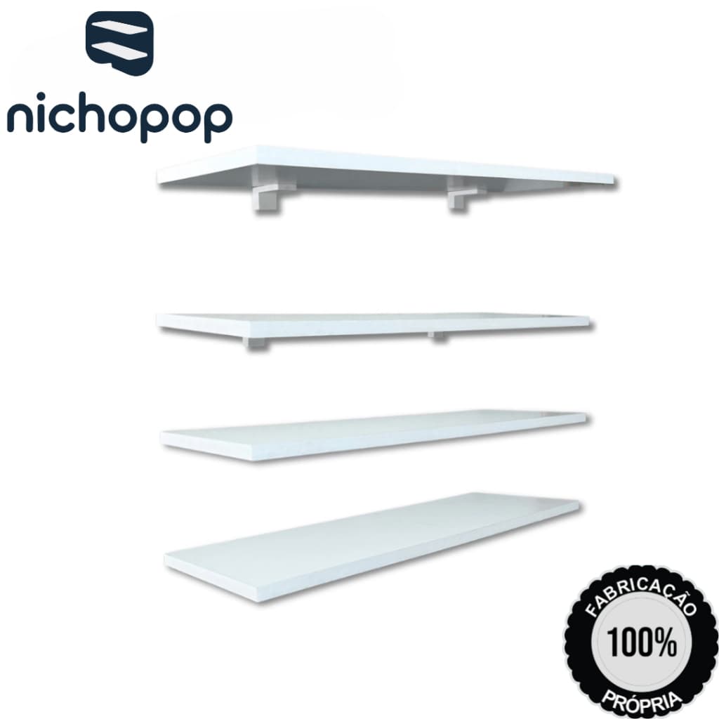 PRATELEIRAS MDF 90X20cm 80X20 70X20 60x20 SUPORTE DE INSTALAÇÃO BRANCA Quarto Sala Escritório Suspenso Decoração