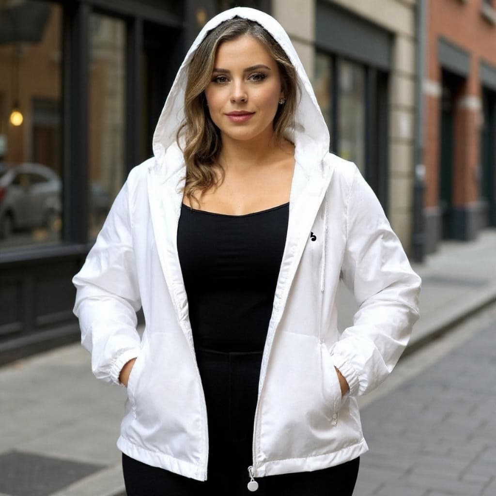 Jaqueta Forrada Plus Size Corta Vento Feminina G1 ao G3 Impermeável Inverno com Capuz e Zíper