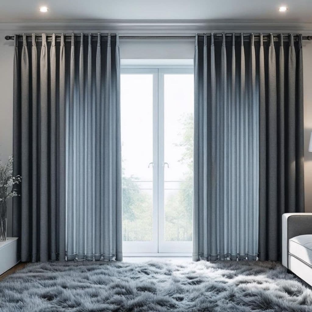 Kit quarto e sala Cortina Rafaella 2,00 x 1,80 Cinza + varão de brinde