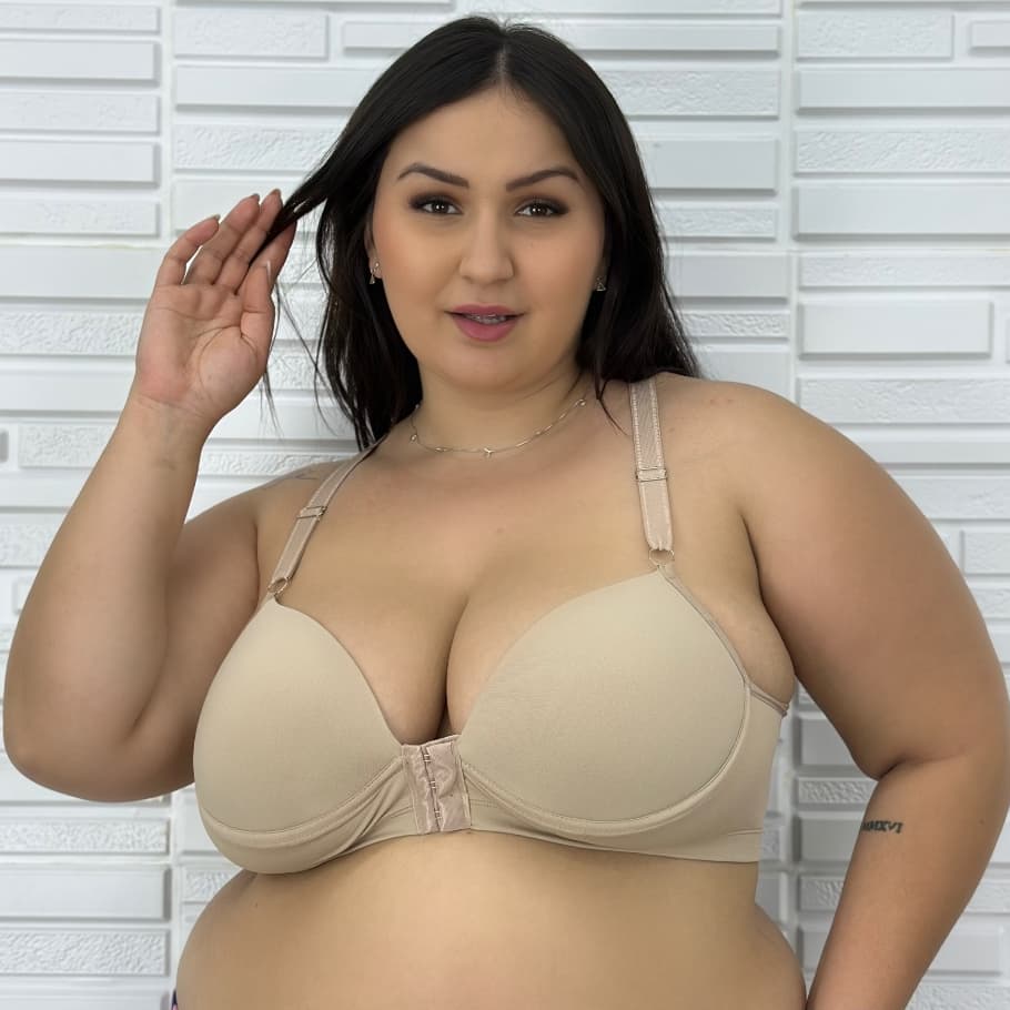 Sutiã Nadador Com Bojo Plus Size Reforçado Alça Larga Argola Metal Fecho Triplo
