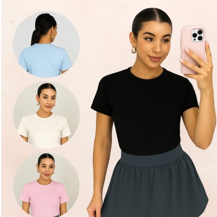 T-Shirt Feminina Básica Premium Algodão – Camiseta Casual P/M/G