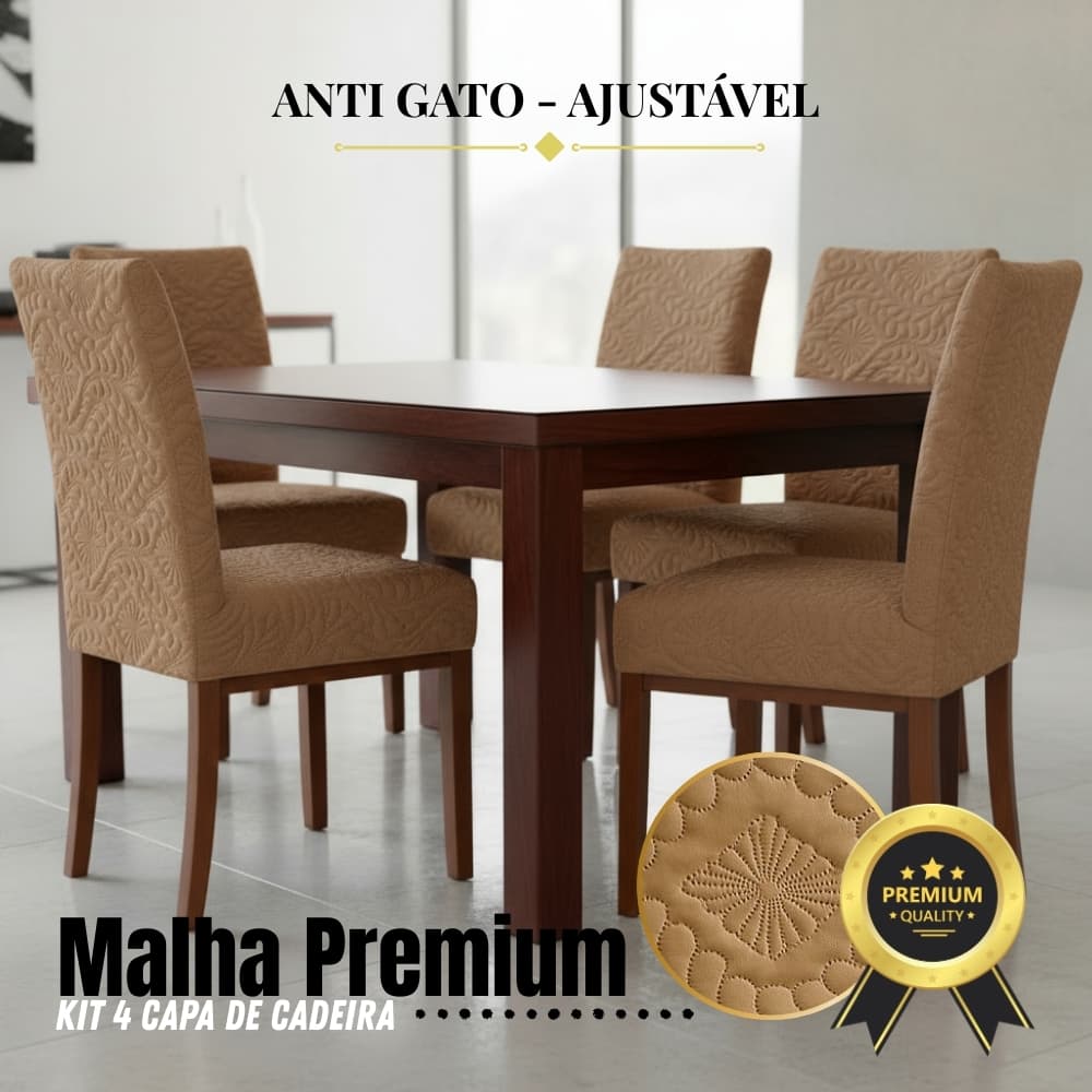 Kit 4 Capas de Cadeira Prime Matelada Cozinha Decoração Luxo Casa Elástica Mesa de Jantar