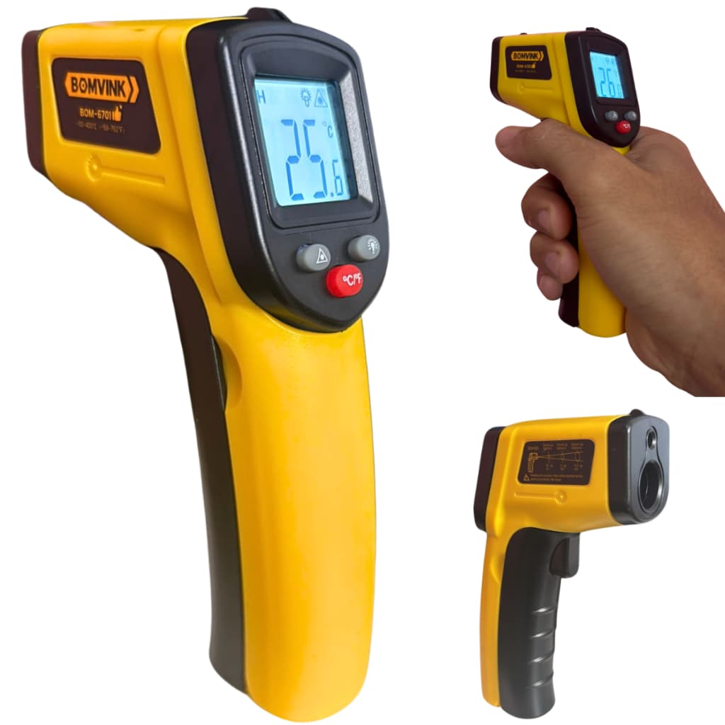 Termômetro Digital Infravermelho Mira Laser Medição Com Pilhas -50 A 400 °C