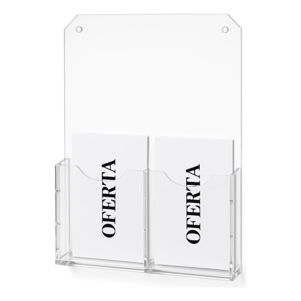 Quadro Suporte Envelope Acrílico Duas Bolsas Decoração Enfeite Multiuso Casa Loja Escritório Empresa