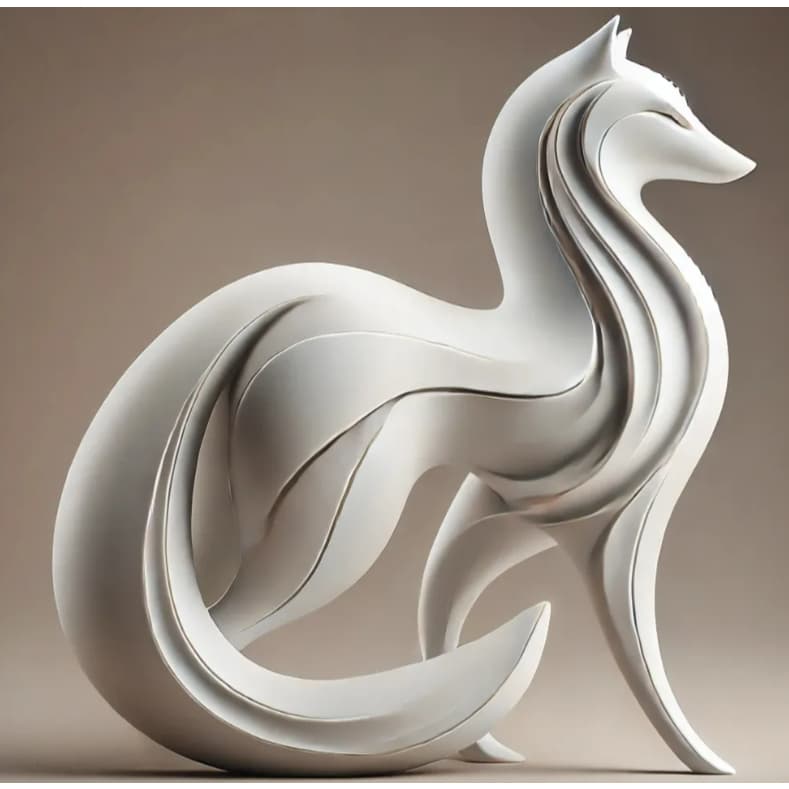 Escultura minimalista de lobo decorativo - Impressão 3d