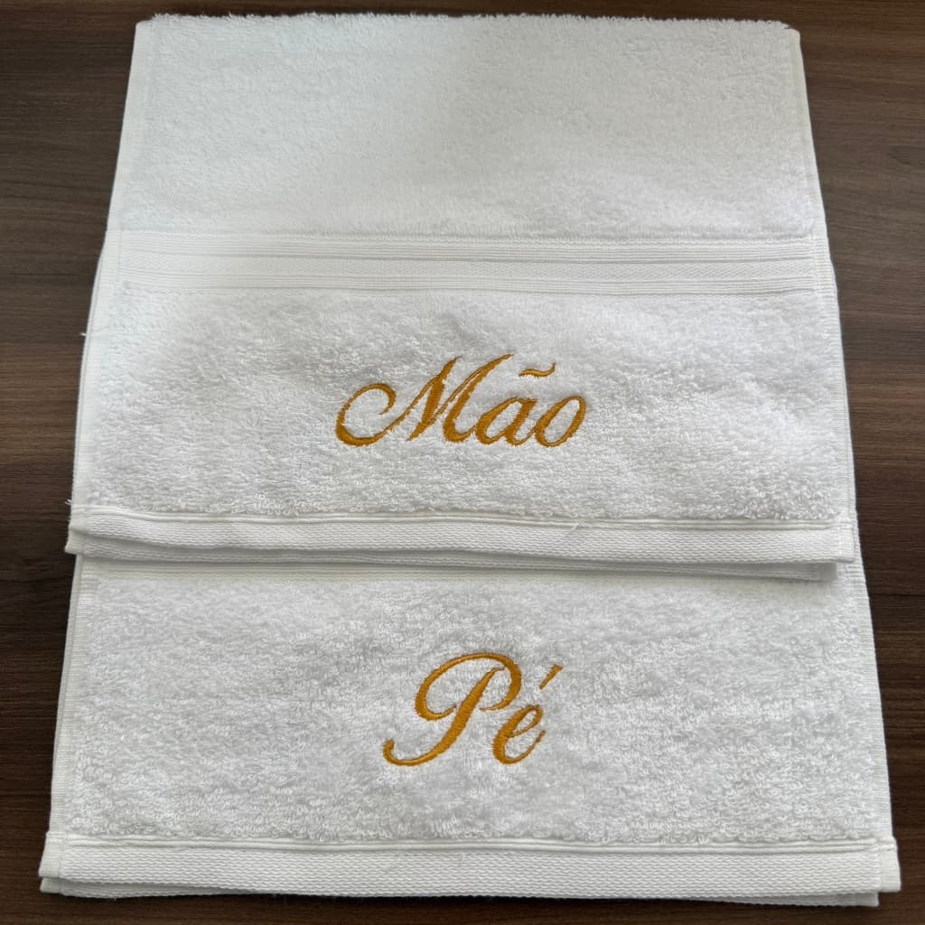 Kit Manicure Toalha de Lavabo Mão e Pé em Algodão Egípcio Maciez Personalizada Presente