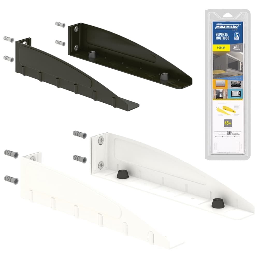 Suporte para Microondas Purificador Impressora Forno Elétrico Multivisão F-DECOR Preto / Branco