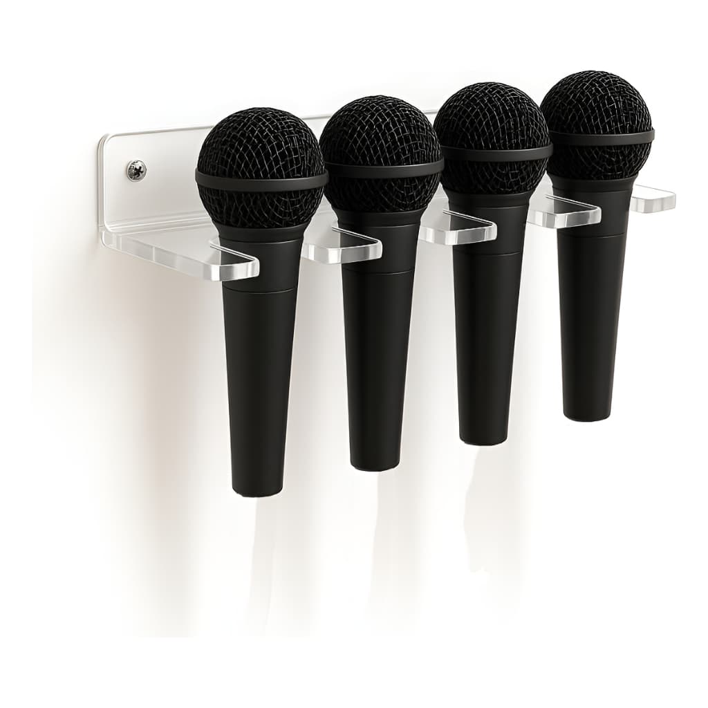 Suporte Porta Microfone Acrilico Igreja Evento Escola 4 Mic Cristal