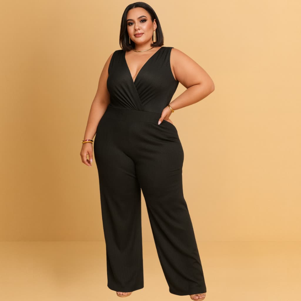 Macacao Regata Feminino Plus Size Canelado e Elastano Premium Confortável Moda de verão casual e moderna 2025
