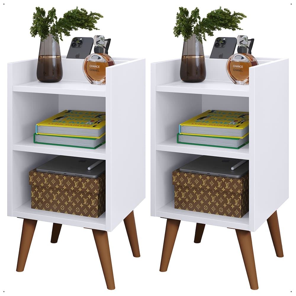 Kit com 2 Mesas de Cabeceira Retrô Com Porta Treco Apoio de Canto Mesinha de Quarto Cama Nicho Criado Mudo