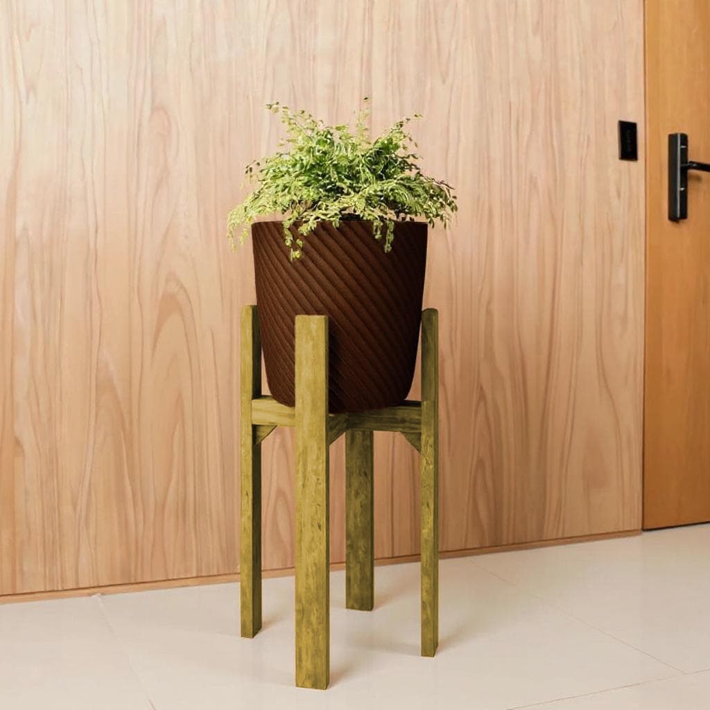 Vaso para Plantas Várias Cores em Polietileno com Suporte em Madeira 55cm