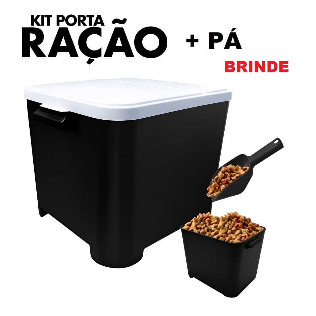 Kit Porta Ração Pet 15KG + Pá Dosadora Para Cachorro Gato