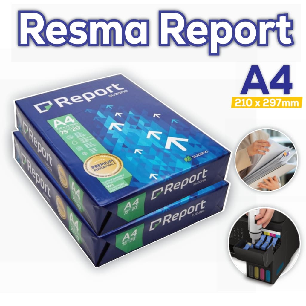 Papel Resma Report A4 Sulfite 75g pacote com 500/1000 Folha Branca Liso jato de tinta e laser