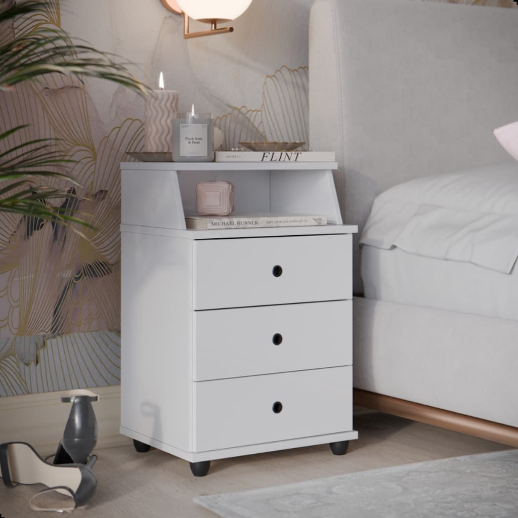 Mesa de Cabeceira Luxo New I 3 Gavetas Novo EJ Móveis
