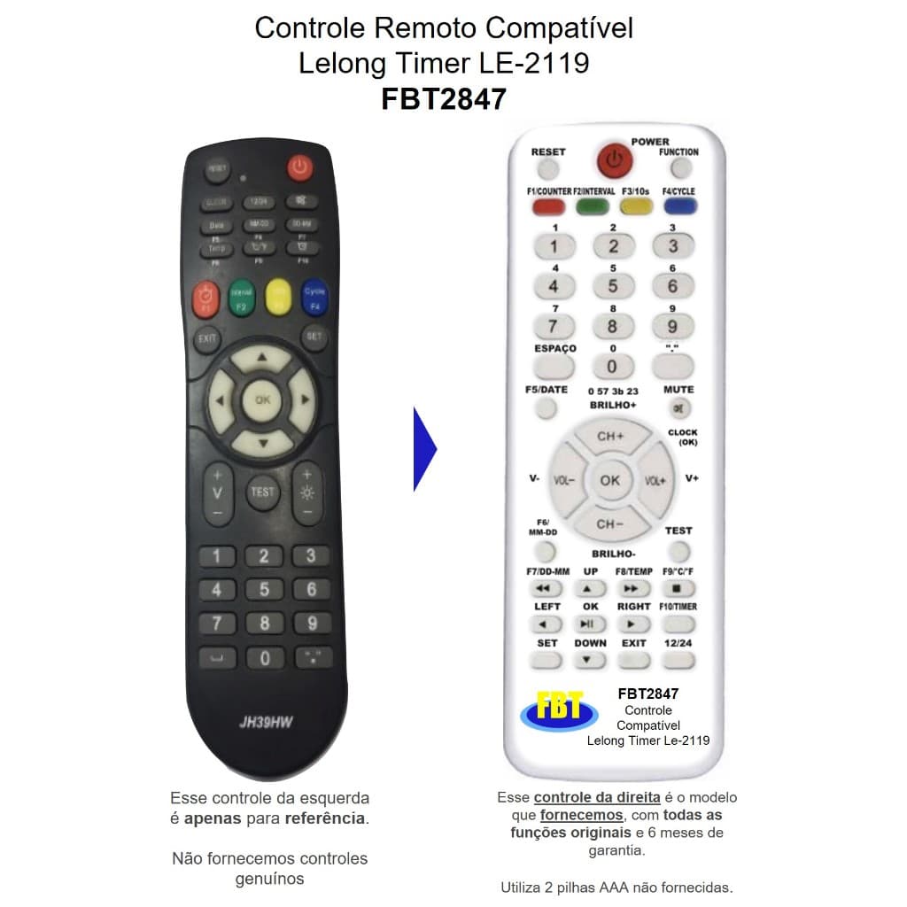 Controle Compatível LELONG TIMER LE2119 FBT2847
