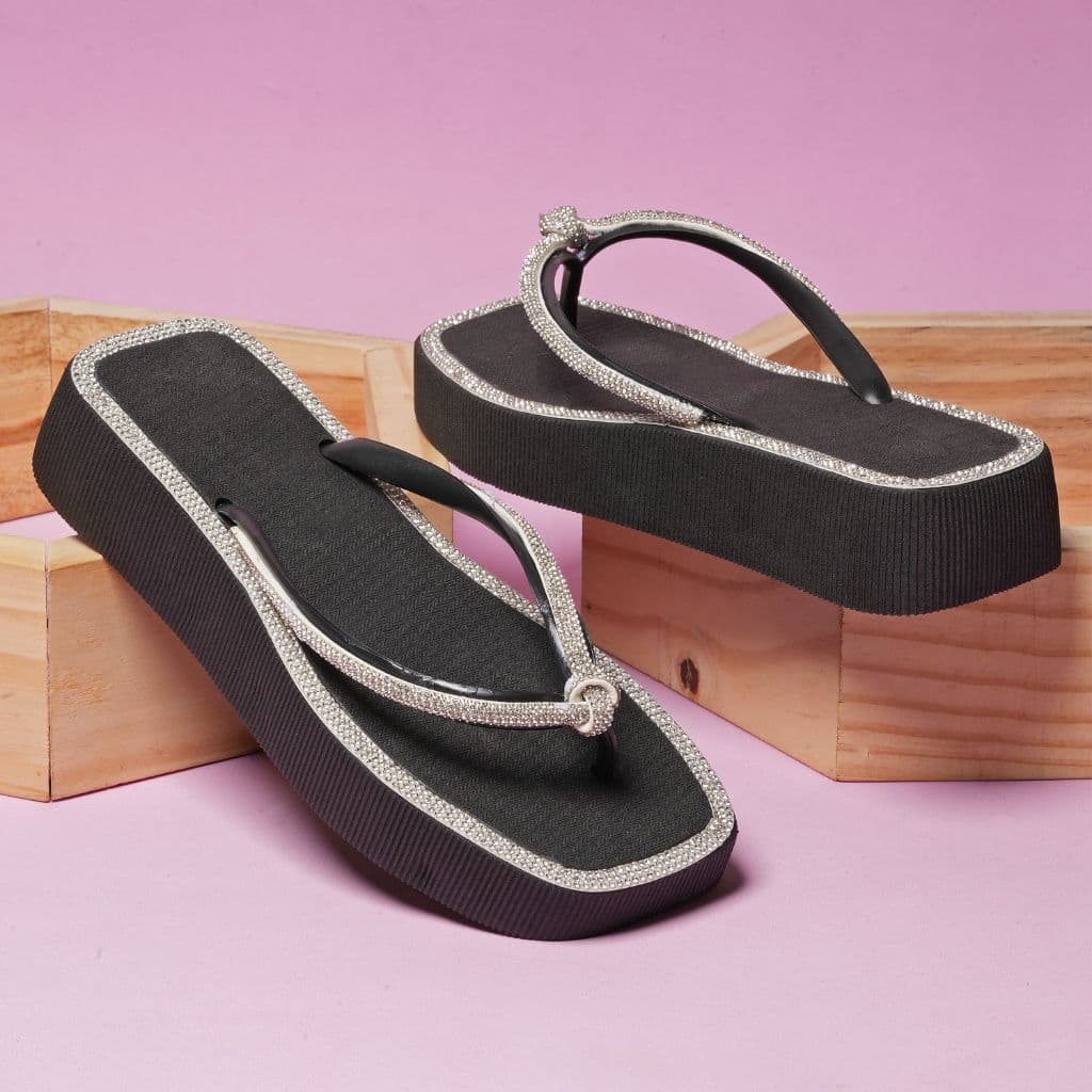 Chinelo Feminino Sola Alta Flatform Ana Amaral Strass Plataforma Conforto Praia Dia a Dia