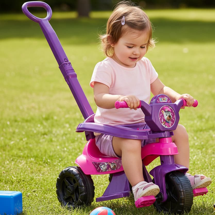 Triciclo Infantil + Game Aplicativo 3D | Rosa / Lilás / Azul / Verde - De 1 até 3 anos - Motoca Completa Com Inmetro