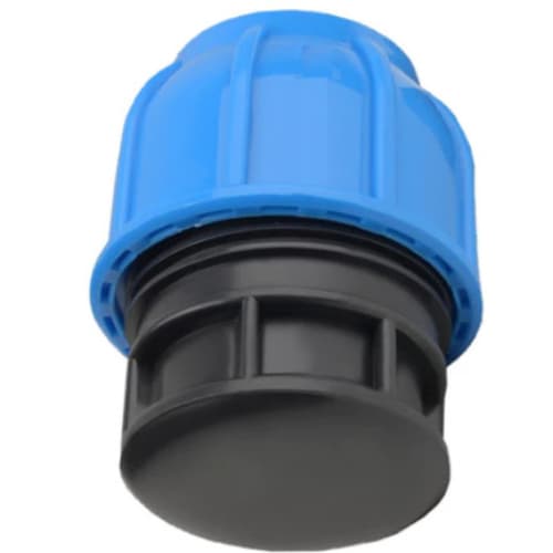 Tampão / Cap De Compressão 32mm Pp Para Tubo Pead Azul
