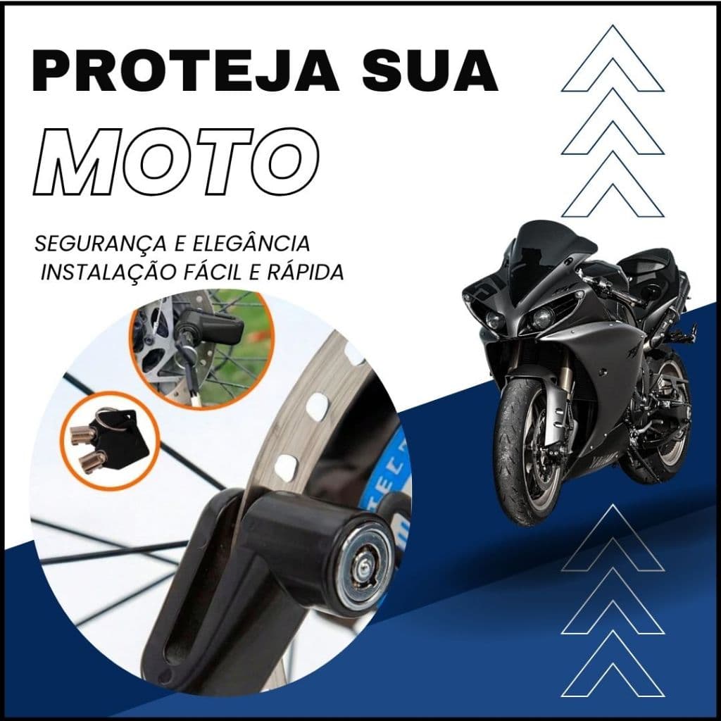 Trava Antifurto Para Moto Bloqueio De Disco Cadeado Resistente Segurança Para Motoqueiro Instalação Fácil Prático