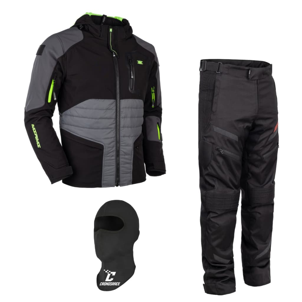 Conjunto Moto Masculino Puffer Texx Miami Cinza e Calça Strike V3