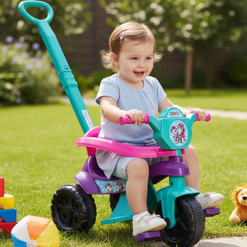 Motoca Triciclo Infantil Completa Menina 1 a 3 anos Motoca Infantil Princesinha - QUEEN SHOP